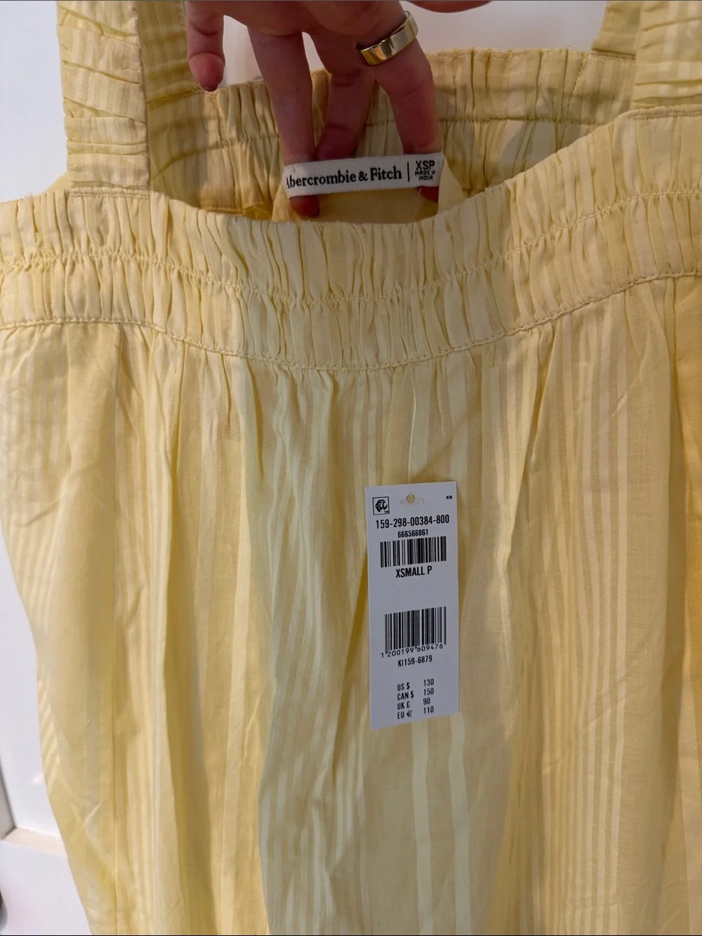 NWT Abercrombie and Fitch yellow maxi dress size XS Petite